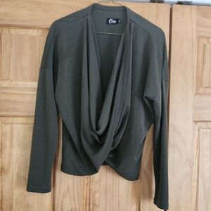 ZYIA Active Olive Long Sleeve Shawl Top
